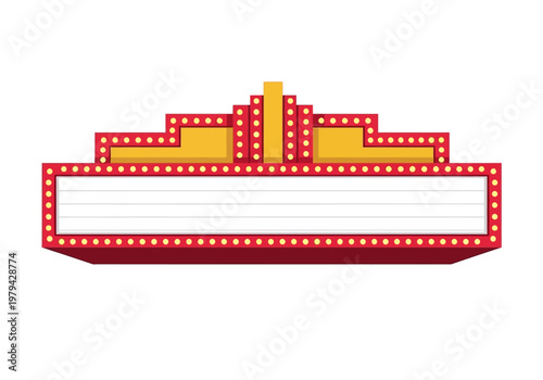 Retro marquee sign with blank illuminated space for text - perfect for advertising events or movie nights