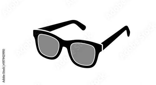 Black Plastic Rectangular Sunglasses.
