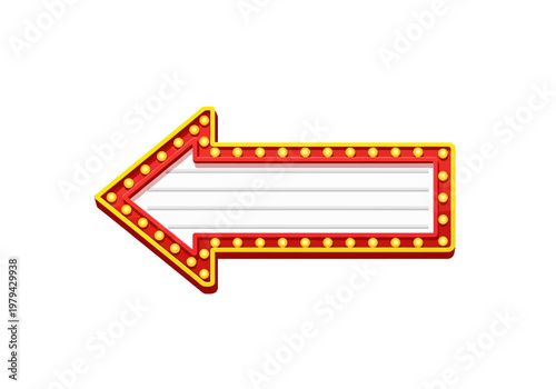 Retro Marquee Arrow Light Sign with Blinking Bulbs Pointing Left