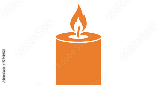 Burning Orange Wax Candle Light Flame.