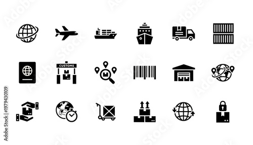 Logistics and transportation icons set.