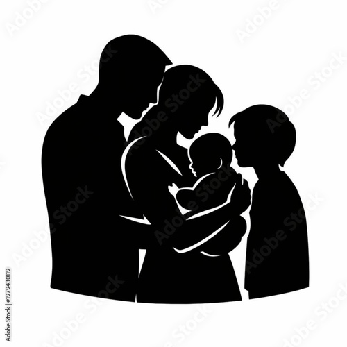 family silhouette vector