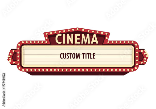 Illuminated vintage cinema marquee sign with customizable text for movie theater marquees, perfect for retro entertainment displays
