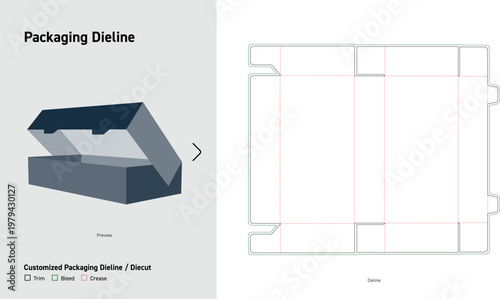 Tuck Front Mailer Box Packaging Dieline Pizza Style Carton Die Cut Template