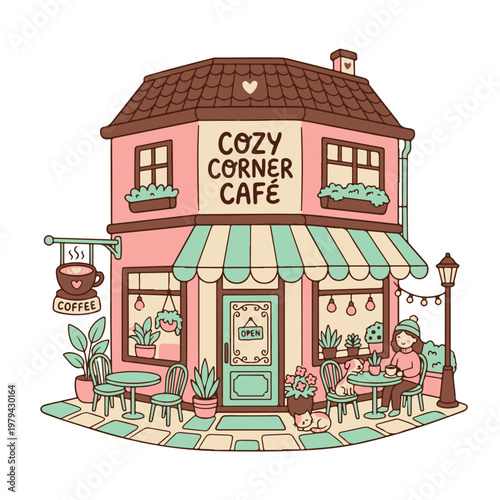 Cozy Corner Cafe Building Exterior.