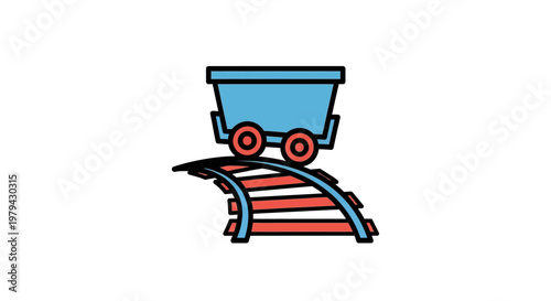 Cart on railroad track illustration.
