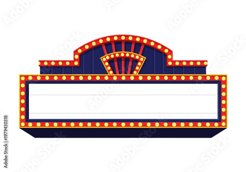 Retro marquee sign with empty space for text and illuminated border
