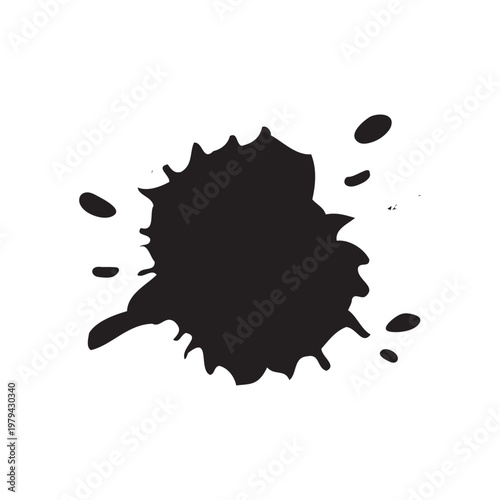 Oil shortage black scattered amorphous droplets, fluid spill pattern on white background.