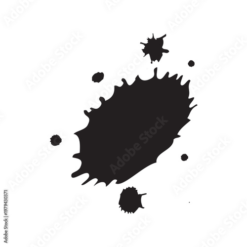 Oil shortage black scattered amorphous droplets, fluid spill pattern on white background.