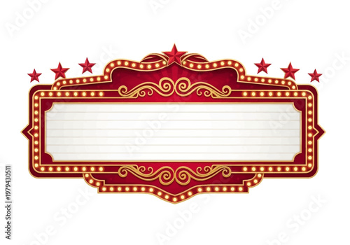 Vintage Marquee Sign with Illuminated Bulbs and Decorative Swirls, Perfect for Showcases and Events