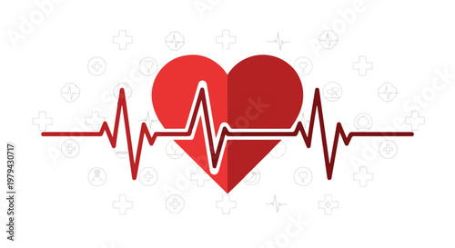 Healthy heart with heartbeat line symbolizing cardiovascular health and wellness awareness