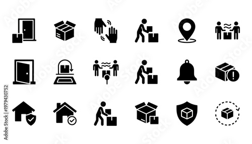 Set of logistics and delivery icons.