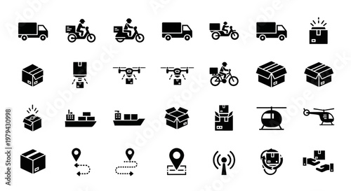Logistics and delivery icons set.