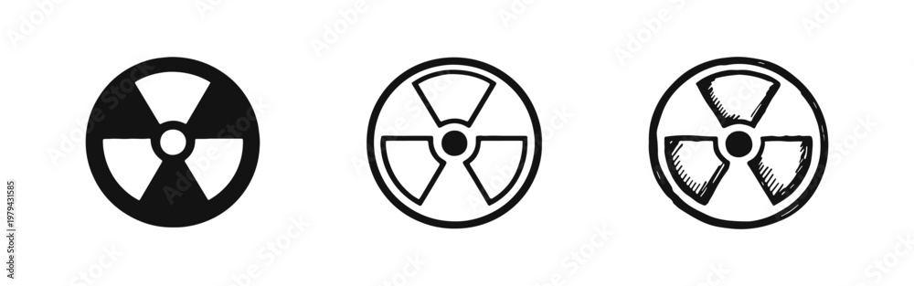 Fototapeta premium Radiation Trefoil Symbol Icon Set - Nuclear Energy Hazard Sign