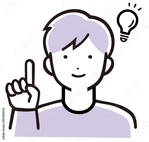 ポイントを伝えるパパ／説明・提案・アイデアの男性イラスト