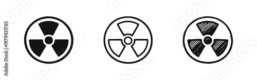Atomic Radiation Symbol Icon Set - Warning Sign for Radioactivity