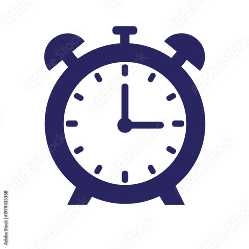 Dark blue alarm clock with white face, showing 10 o'clock navy blue