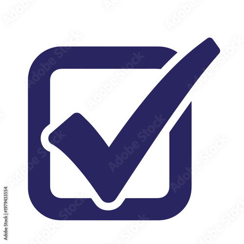 Dark blue checkmark in a square box, confirmation symbol checkbox tick verification