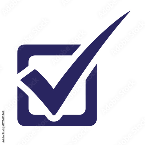 Dark blue checkmark in a square box, confirmation symbol tick checkbox verification