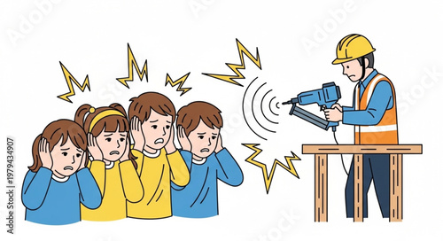 Construction Worker Causing Noise Pollution.