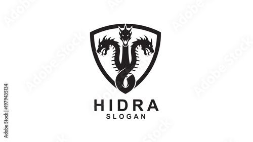 Shield logo with hidden dragon mascot, fierce eyes and claws, bold emblem design for gaming and esports branding