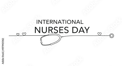 International Nurses Day celebration with a stethoscope and heart symbols emphasizing healthcare appreciation