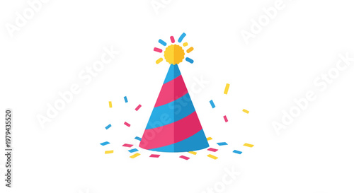 Colorful Party Hat with Confetti.