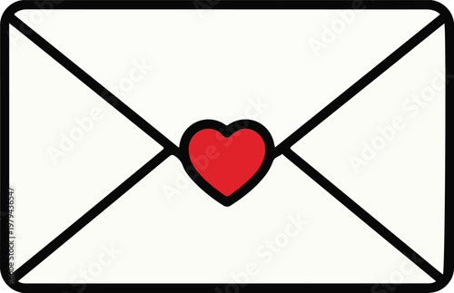 Envelope with red heart symbol inside.