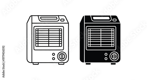 Two portable air coolers displayed in contrasting tones a clean silhouette