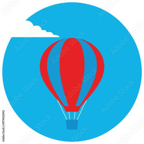Red Hot Air Balloon Icon.