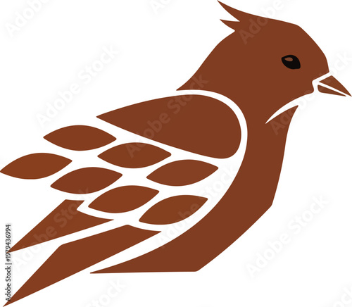 Brown Bird Icon Side View Profile.