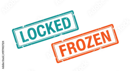 Close-up of a locked and frozen stamp indicating security and cold storage status for documents or items