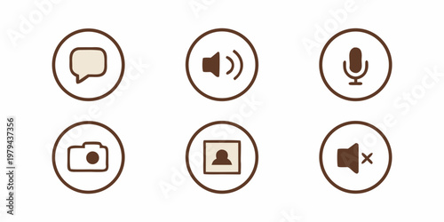 Communication icons depicting speech video and audio features