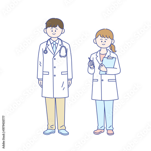 男性と女性の医師全身イラスト