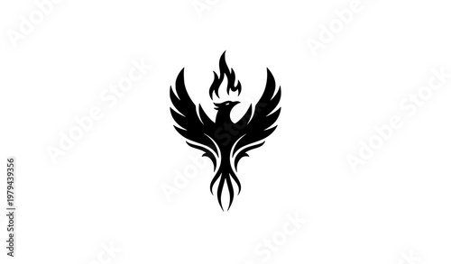 Minimalist phoenix bird rising from flames logo icon modern fire rebirth vector designMinimalist phoenix bird rising from flames logo icon modern fire rebirth vector design
