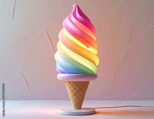 Rainbow Ice Cream Lamp Glowing Interior Decoration Night Light