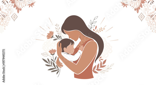 Lovely mother and daughter embracing on International Mothers Day with a warm family feeling