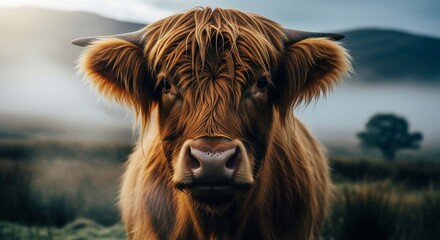 Close-up of a brown cow face.