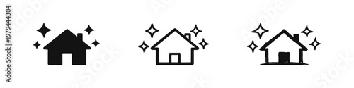 Clean house icon set for cleaning services and housekeeping maintenance