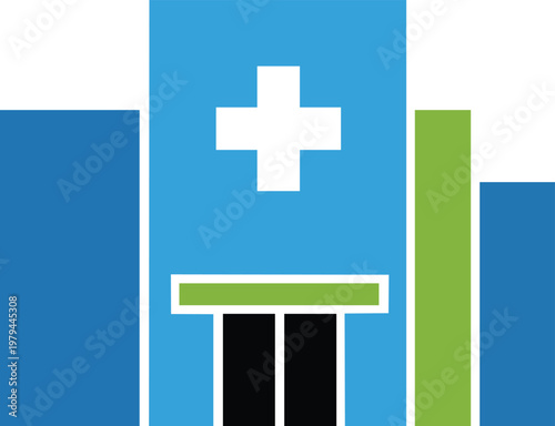Modern Vector Icon of a Healthcare Facility, Symbolizing Healthy Community and Essential Medical Services