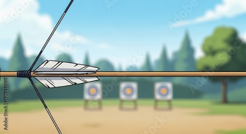 Archery Arrow Aiming at Target.