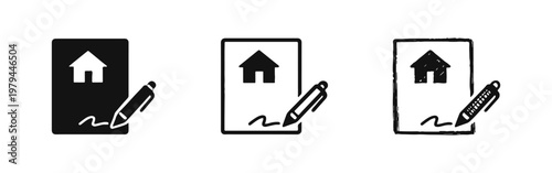 Mortgage agreement and property lease contract signing icon