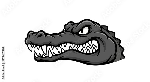 Aggressive Alligator Head Mascot - Fierce Reptile Illustration