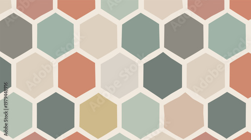Seamless geometric hex tile flat muted pastels vector pattern illustration abstract background modern minimal design wallpaper texture