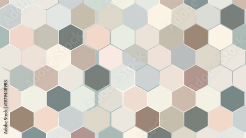 Seamless geometric hex tile flat muted pastels vector pattern illustration abstract background modern minimal design wallpaper texture
