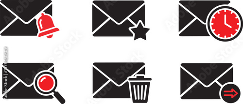 Red symbols on black x shapes in style, representing prohibition, no, ban, and restriction concepts red circle