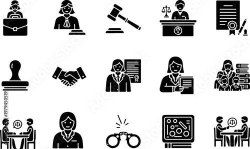 Law and Justice Professional Glyph Icon Set