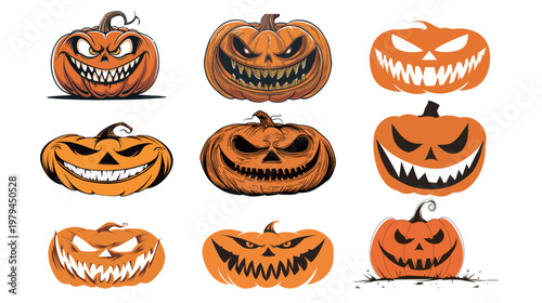 Pumpkin face sharp grin minimal single colour vector illustration Halloween jack o lantern icon simple spooky seasonal design