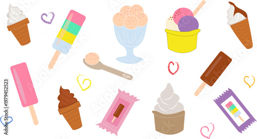 Ice cream treats in pastel colors