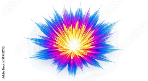 Vibrant colorful explosion radiates outward in abstract illustration